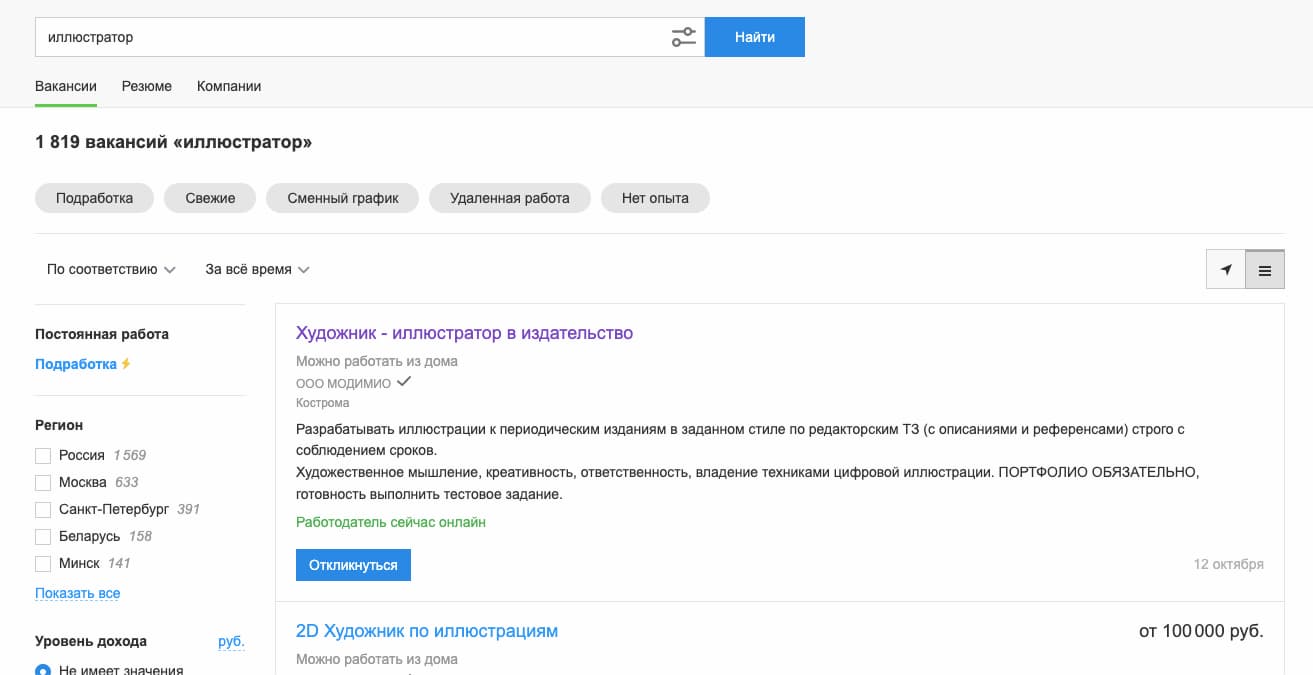 Иллюстраторы особенно востребованы в редакциях, издательствах, типографиях, полиграфических компаниях, дизайн-студиях и IT-компаниях
