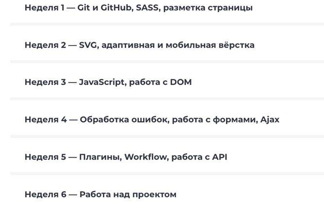 Программа курса «Веб-разработка для начинающих» от LoftSchool