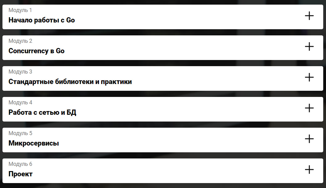Программа курса «Разработчик Golang» от Otus