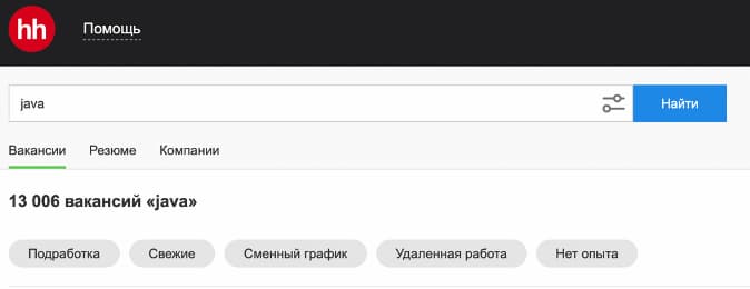 А по запросу «Java» — 13 006