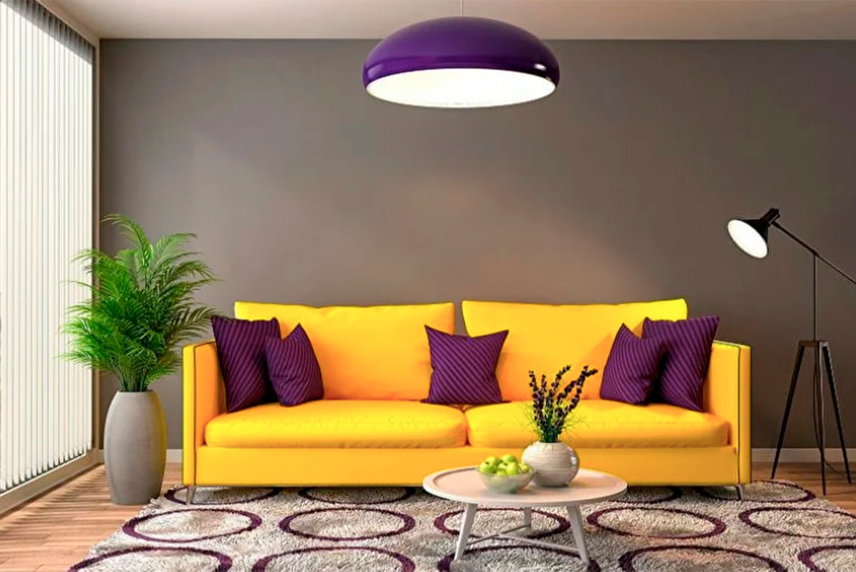 Какой способ применялся дизайнером интерьера при подборе дивана?