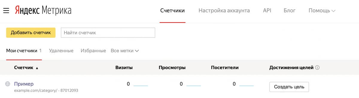 Нажмите на созданный счётчик