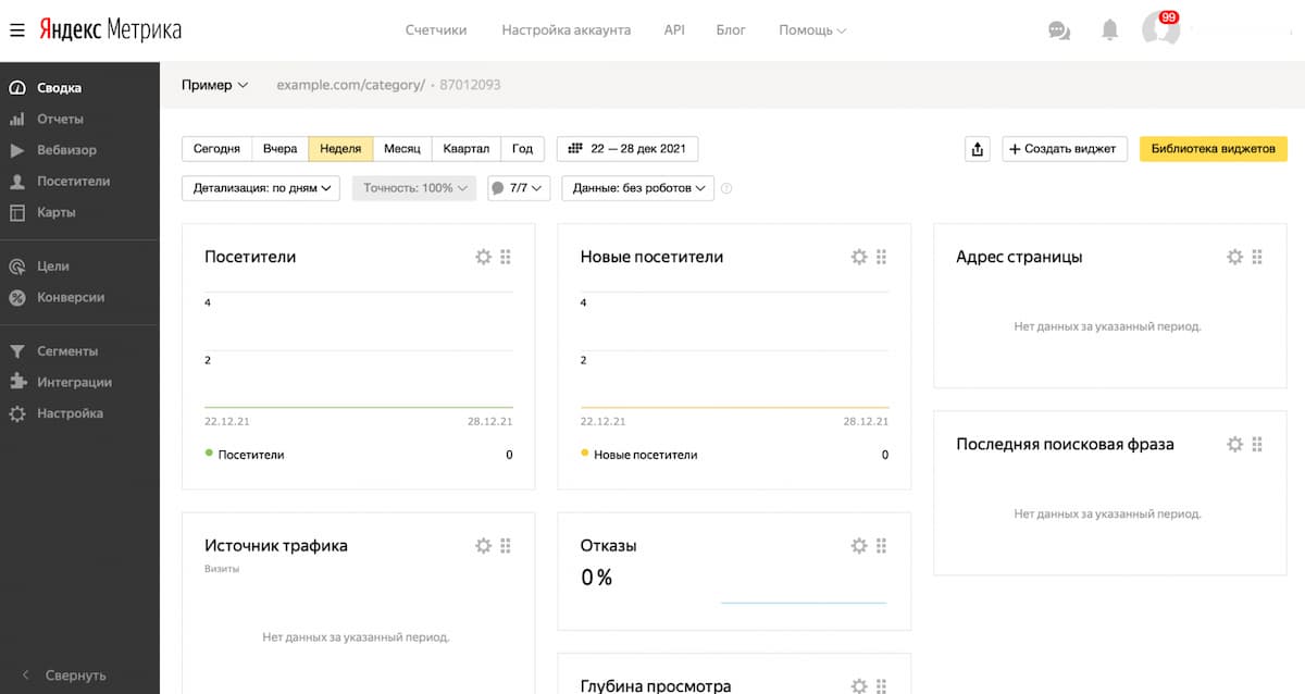 «Внутренности» раздела «Сводка»