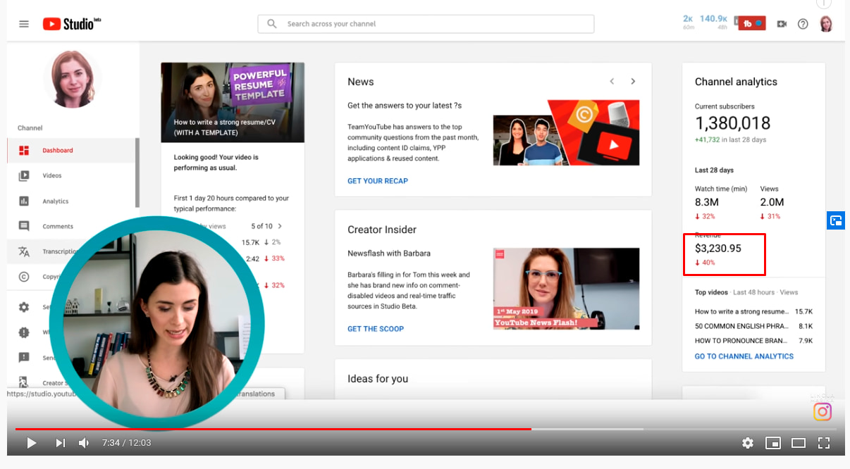 YouTube у Марины Могилко
