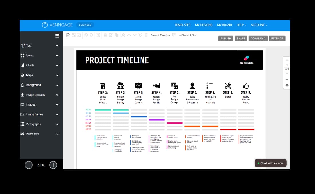Сервис для создания дорожных карт Venngage