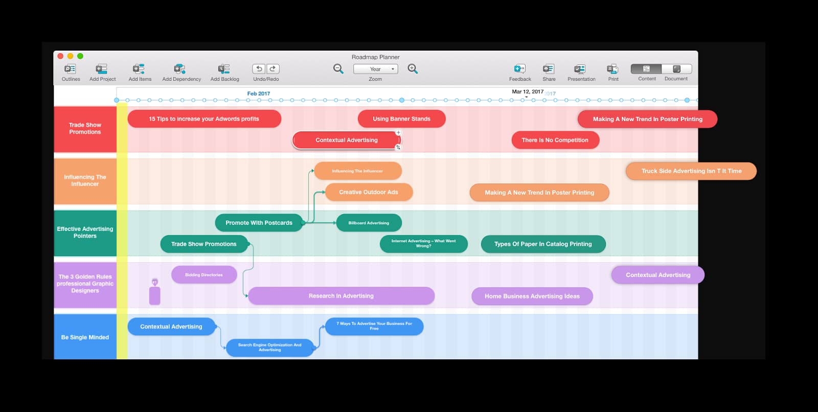 СЕрвис для создания дорожных карт Roadmap Planner