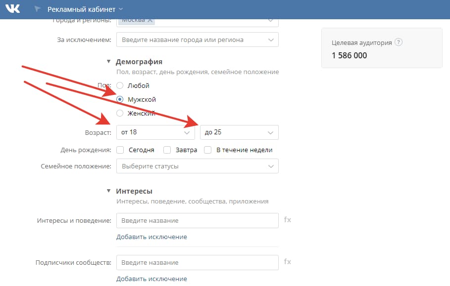 Настройка ЦА (демография)