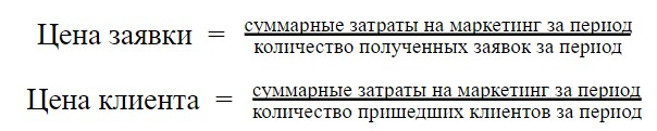 Расчет стоимости заявки и клиента (вариант 1)