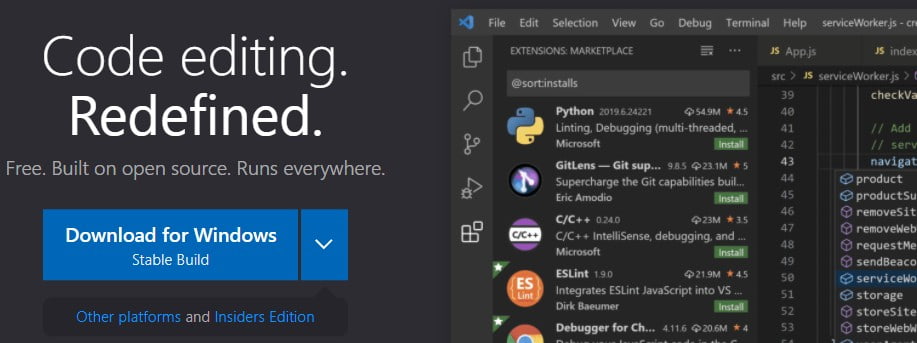 открыть сервис Visual Studio Code