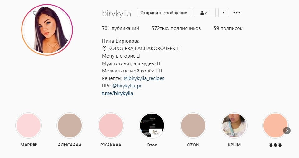 Страница блогера