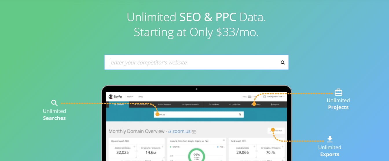 открыть сервис SpyFu