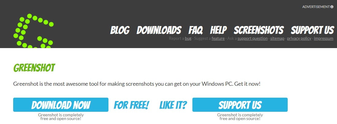 открыть сервис Greenshot