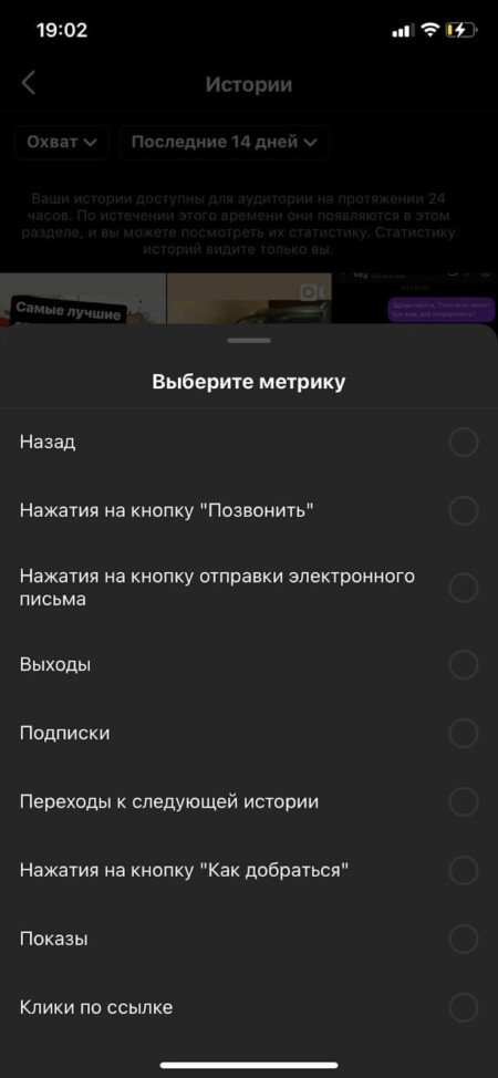 Метрики статистики историй