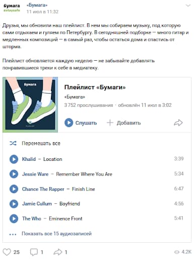 Плейлист создателей издания «Бумага»