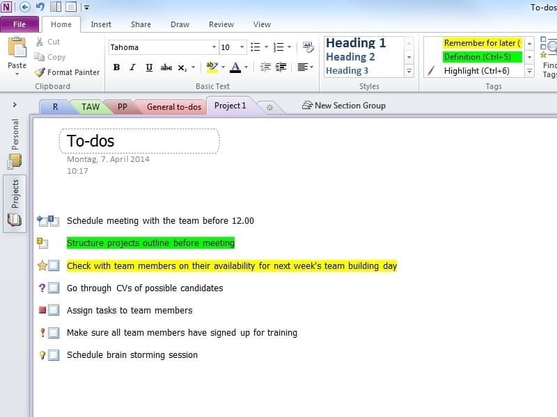 OneNote — тайм-менеджмент