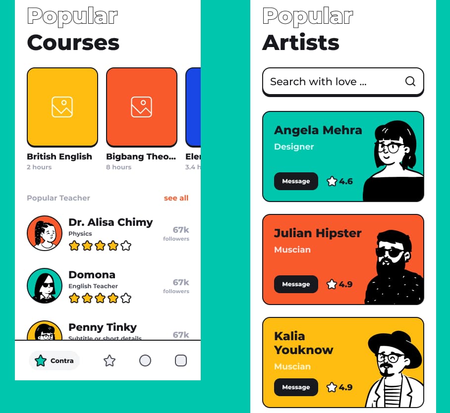 Пример макета экранов приложения
