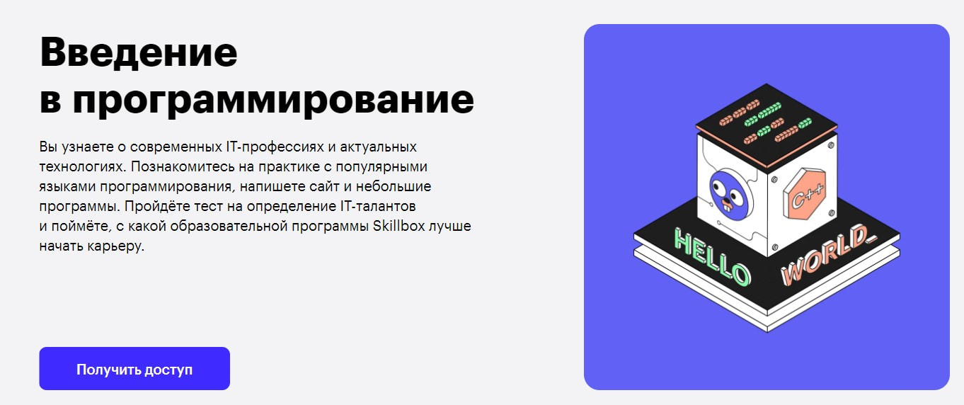 Курс «Введение в программирование» от Skillbox