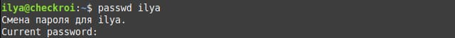 Меняем пароль для пользователя Ilya