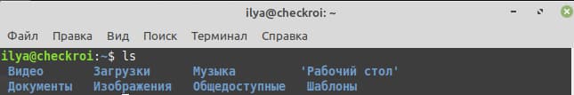 Список папок, которые находятся в каталоге ilya