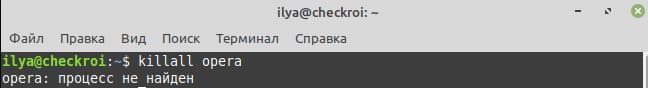 Завершили бы все процессы с именем opera. Если бы они были запущены