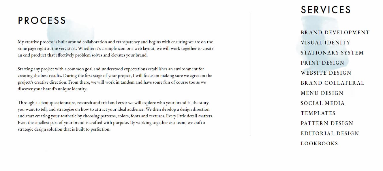 Дизайнер Лиз Грант списком рассказала, с чем она может помочь, и описала рабочий процесс