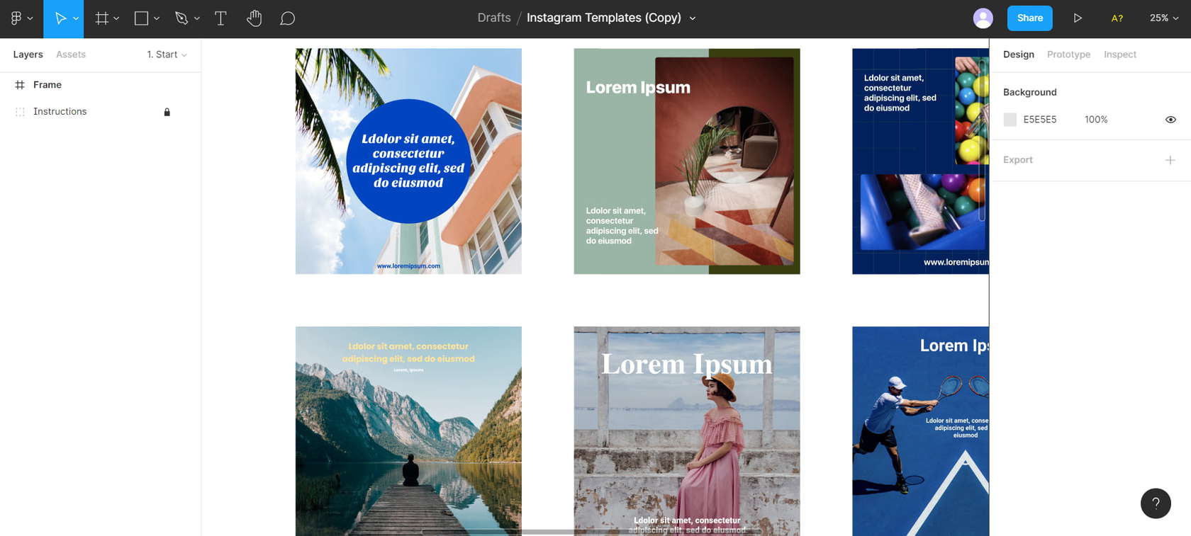 Шаблоны для инстаграма в «Фигме»