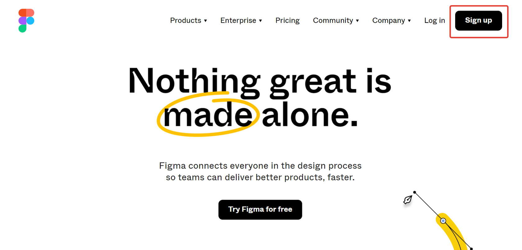 Для начала работы в «Фигме», нажмите кнопку Sign up