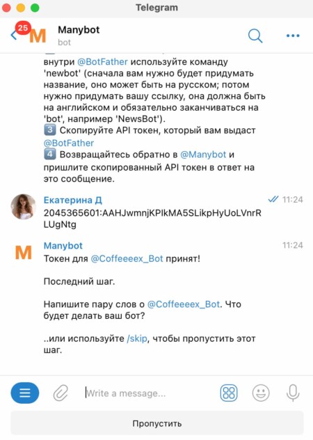 Опишите, что будет делать ваш бот