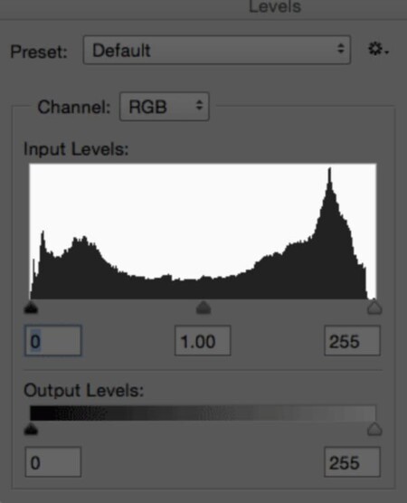 Чтобы посмотреть гистограмму, откройте меню Изобрежние/Image — Коррекция/Adjustments — Уровни/Levels