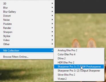 Откройте фильтр Filter — Nik Collection — Sharpener Pro
