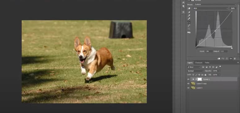 Если нужно сделать светлые участки более тёмными, перетащите точку наверху кривой ниже