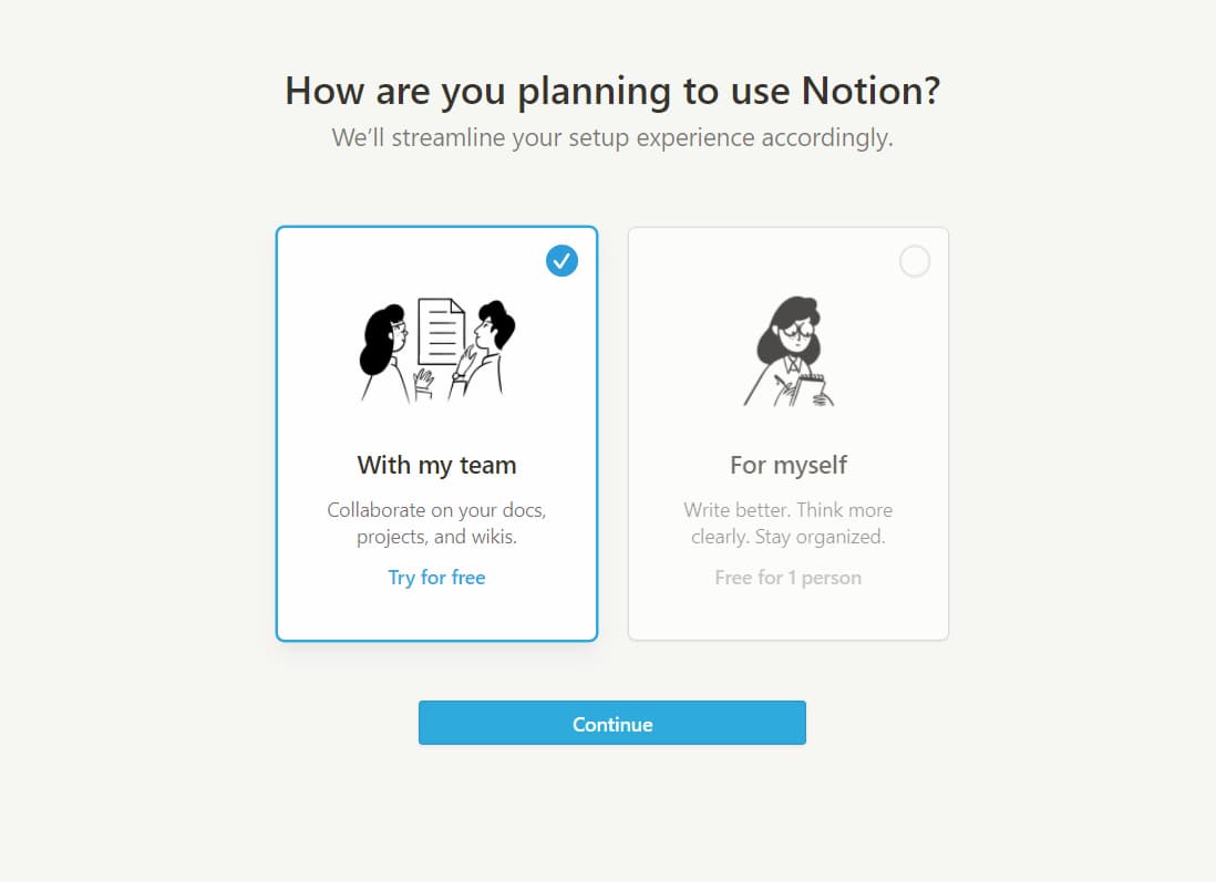 Выберите сценарии работы в Notion