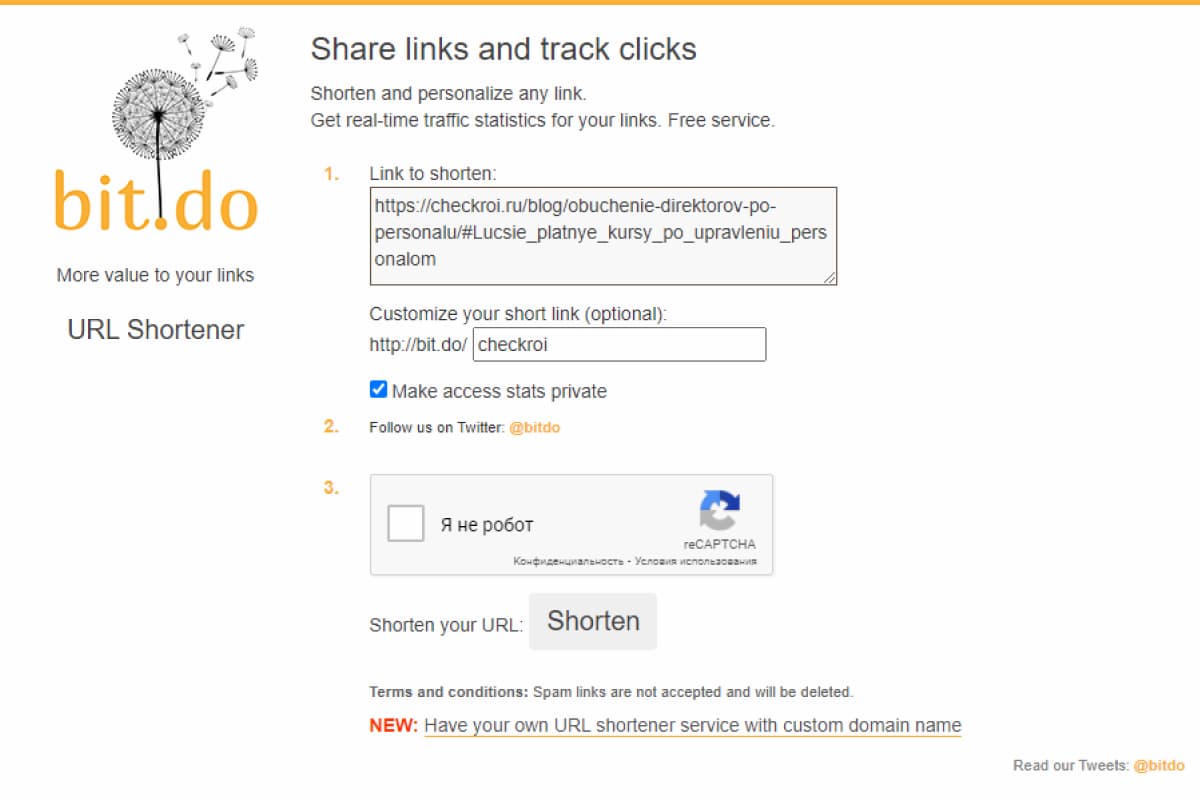 Статистику ссылки можно скрыть от посторонних при выборе пункта «Make access stats private»