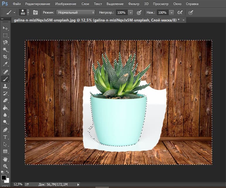 Выделите область, которую хотите закрасить