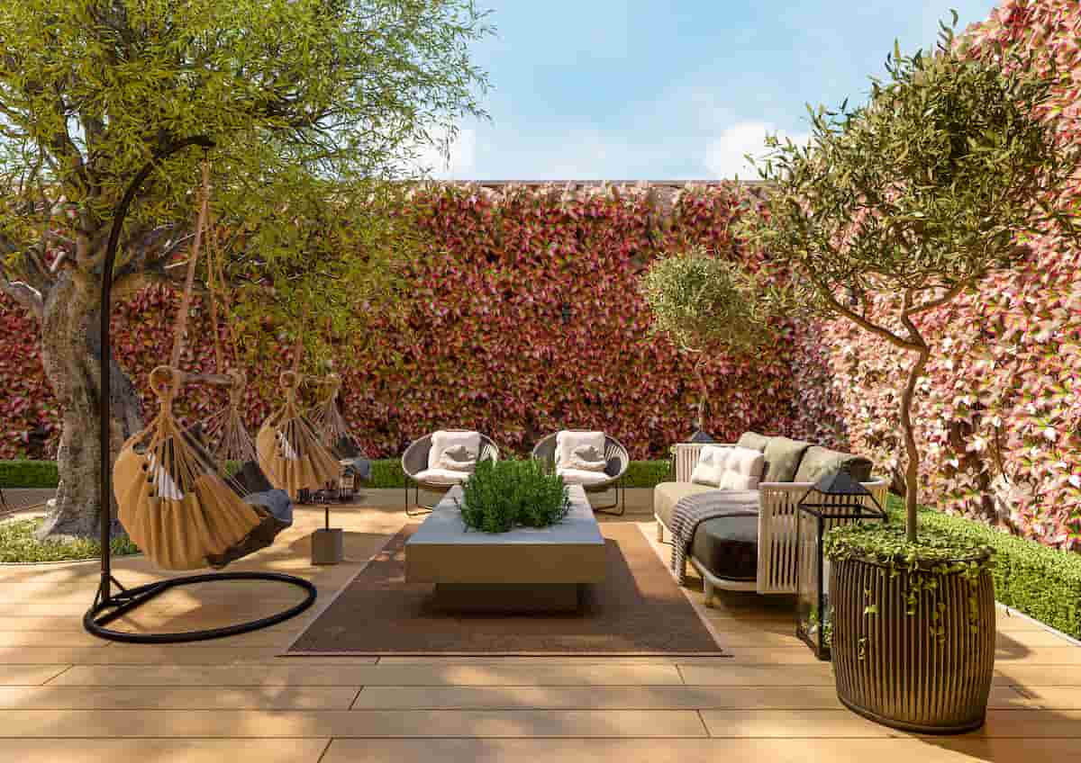 В средиземноморском дизайне важны растения. Их должно быть много и они располагаются практически по всему участку