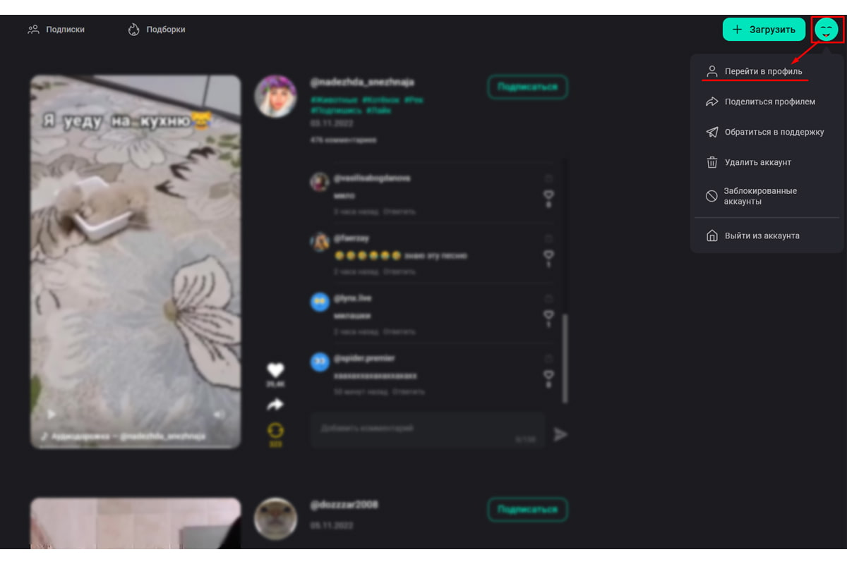 «Перейти в профиль»