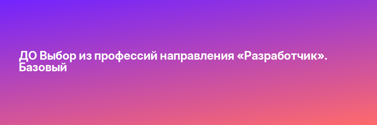ДО Выбор из профессий направления «Разработчик». Базовый