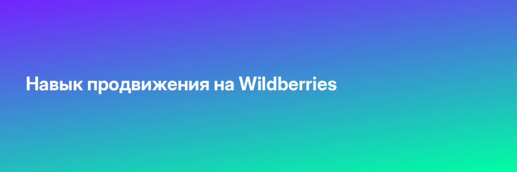 Записаться на Навык продвижения на Wildberries