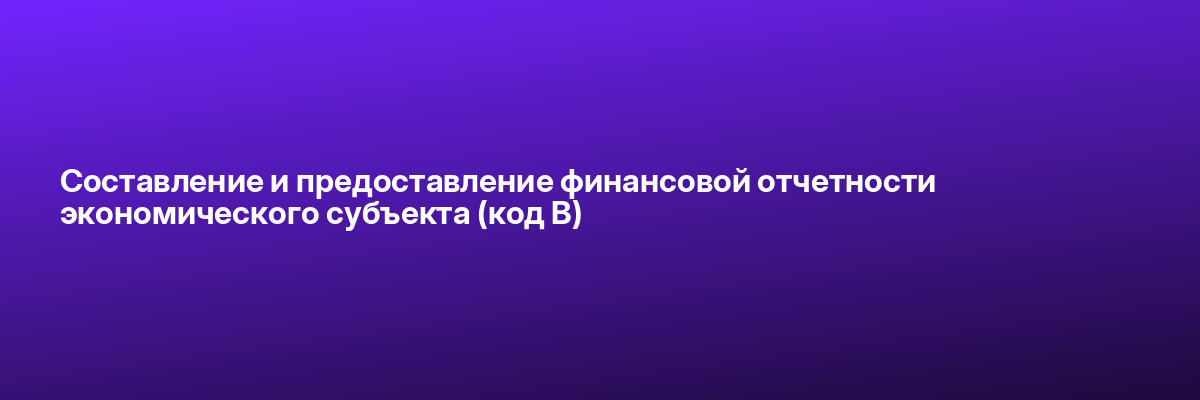 Составление и предоставление финансовой отчетности экономического субъекта (код В)