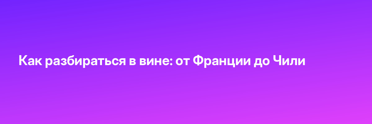 Как разбираться в вине: от Франции до Чили