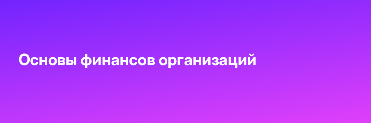 Основы финансов организаций