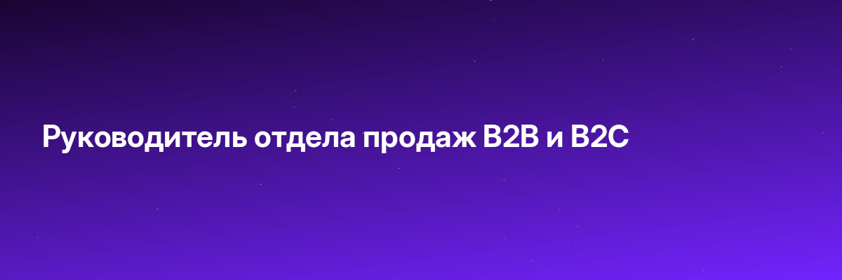 Руководитель отдела продаж B2B и B2C