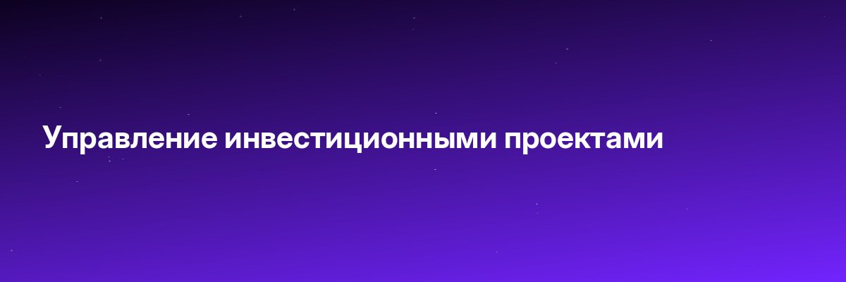 Управление инвестиционными проектами
