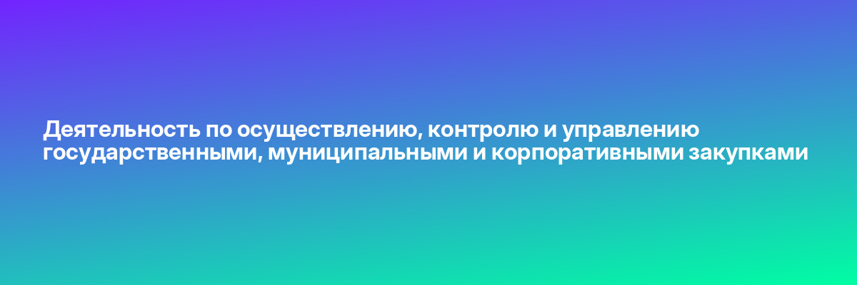 Деятельность по осуществлению, контролю и управлению государственными, муниципальными и корпоративными закупками