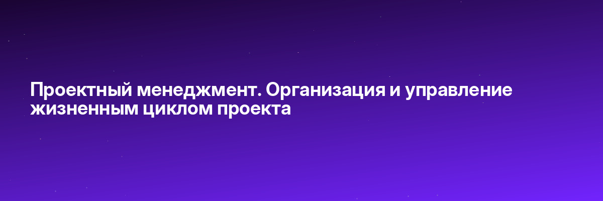 Проектный менеджмент. Организация и управление жизненным циклом проекта