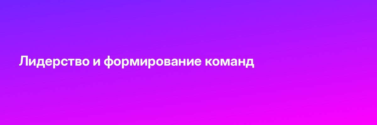 Лидерство и формирование команд