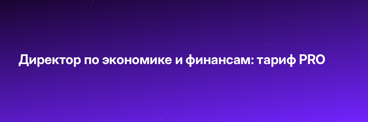 Директор по экономике и финансам: тариф PRO