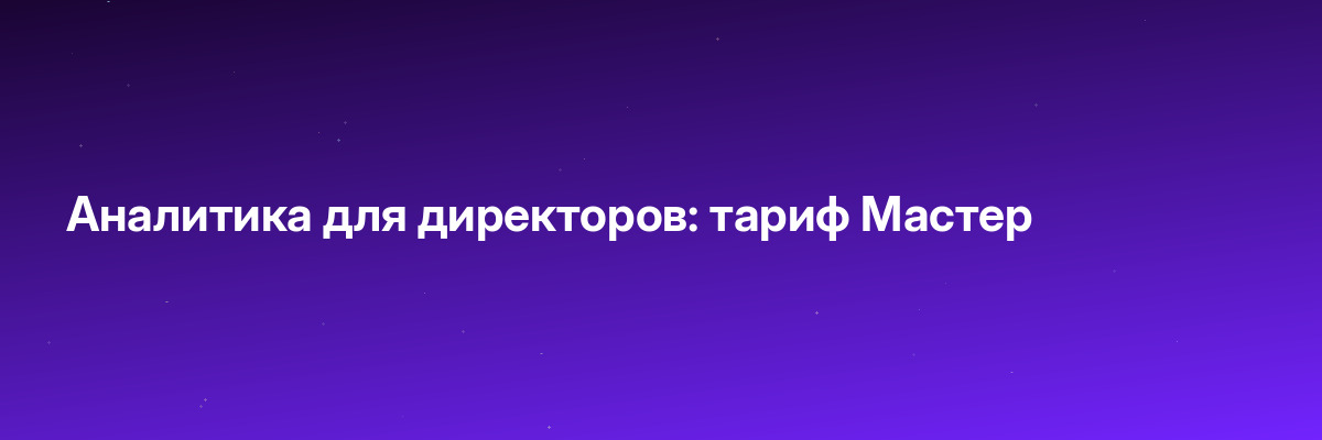 Аналитика для директоров: тариф Мастер