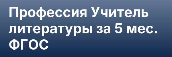 Профессия Учитель литературы за 5 мес. ФГОС